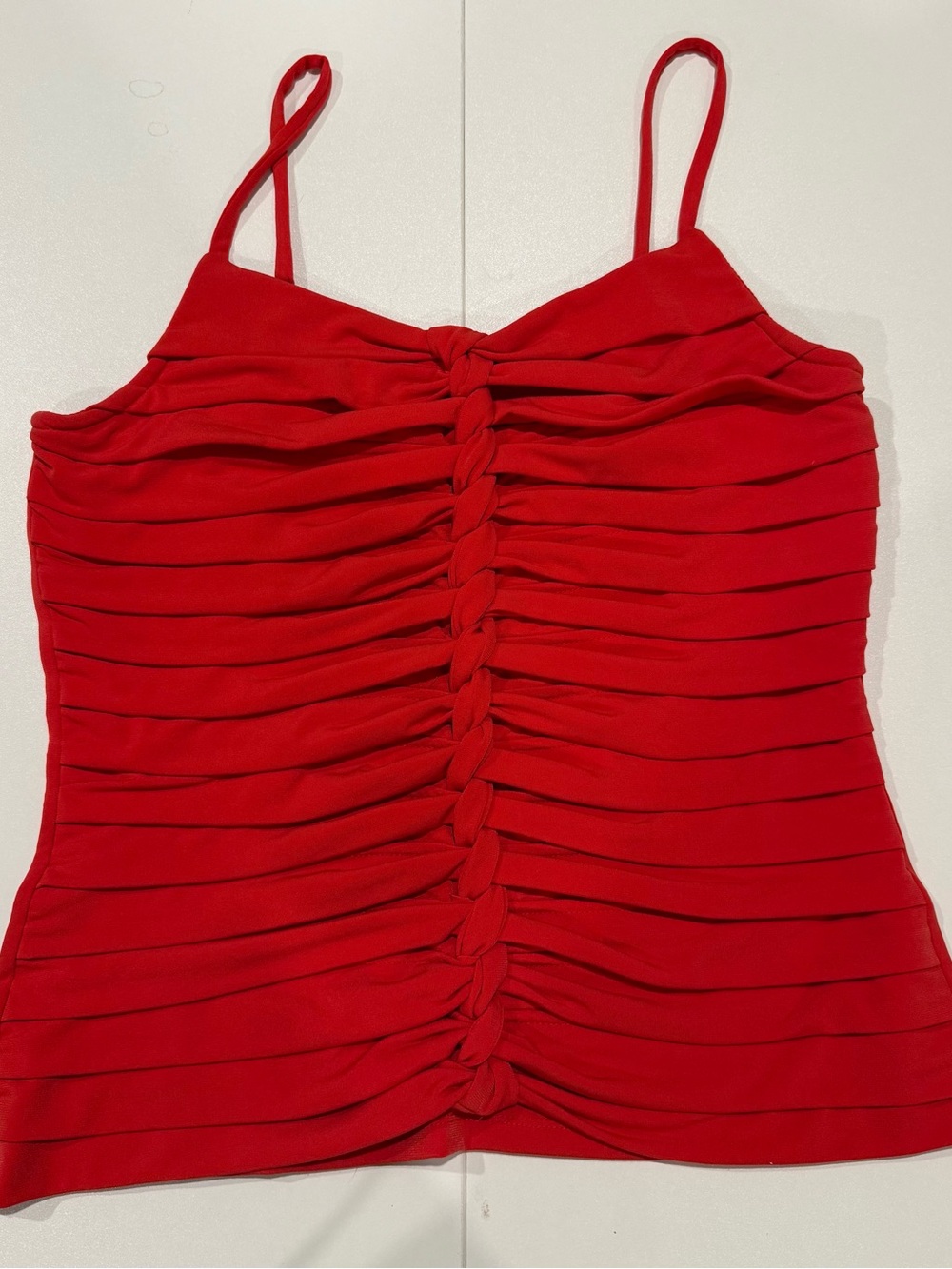 Cache Red Ruched Spaghetti-Strap Camisole